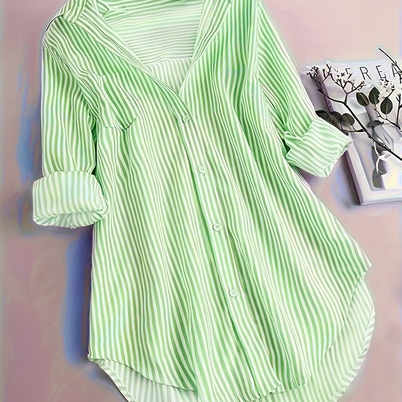 Striped Button Front Blouse