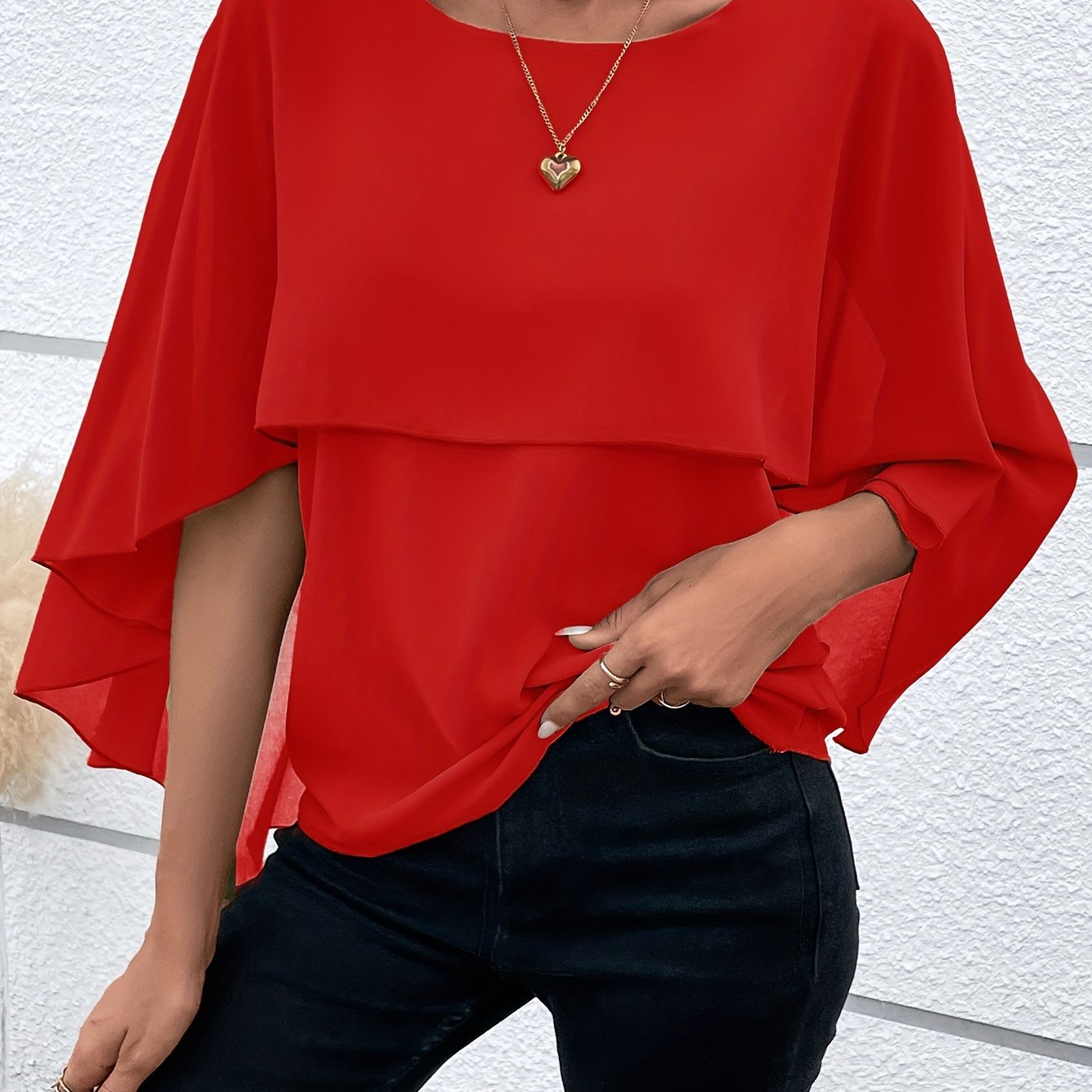 Asymmetrical Hem Short Sleeve Blouse