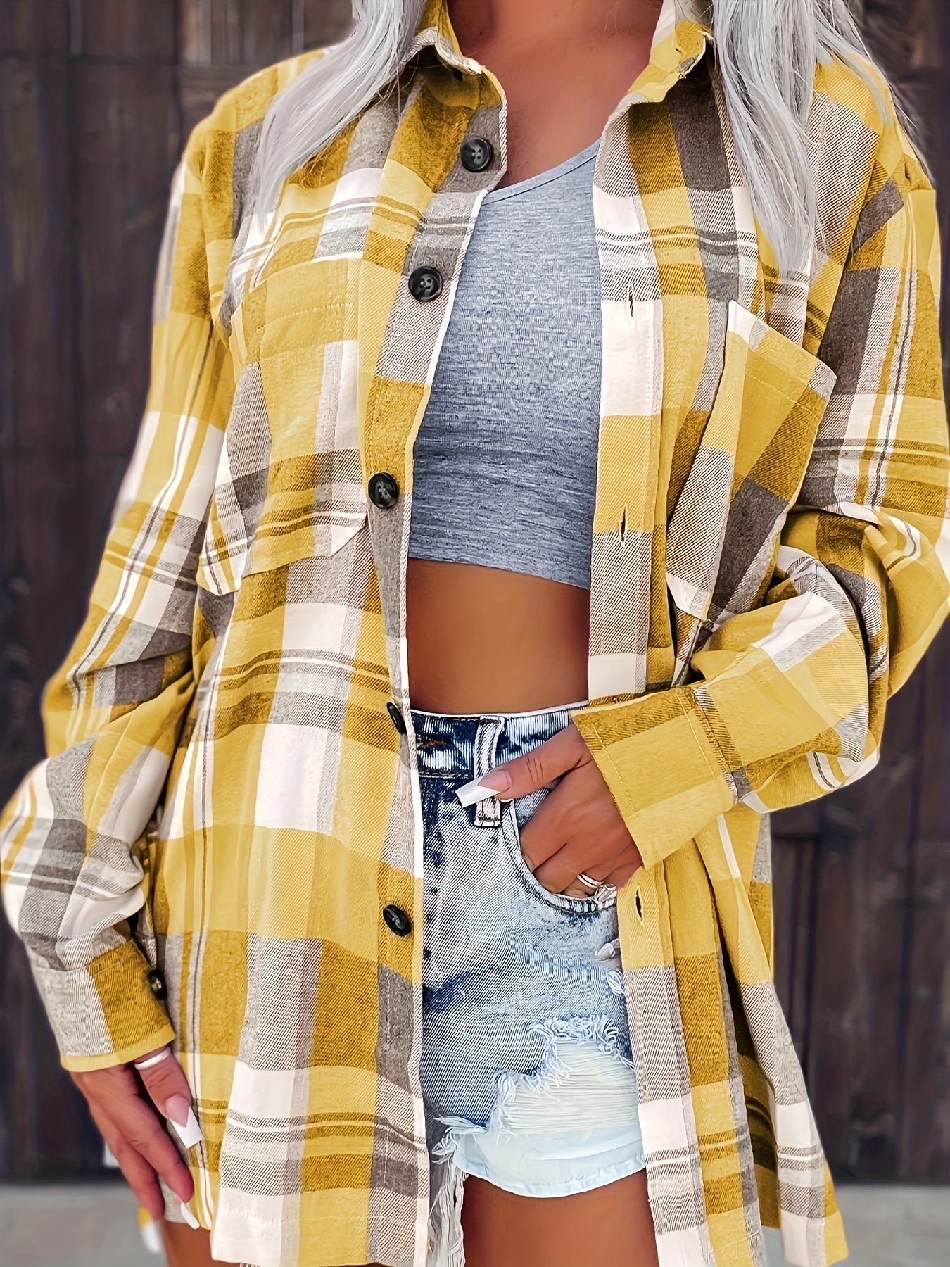 Plaid Button-Up Short Sleeve Shirt