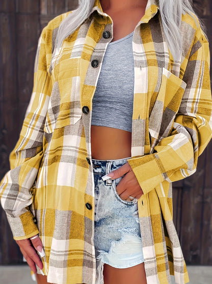 Plaid Button-Up Short Sleeve Shirt