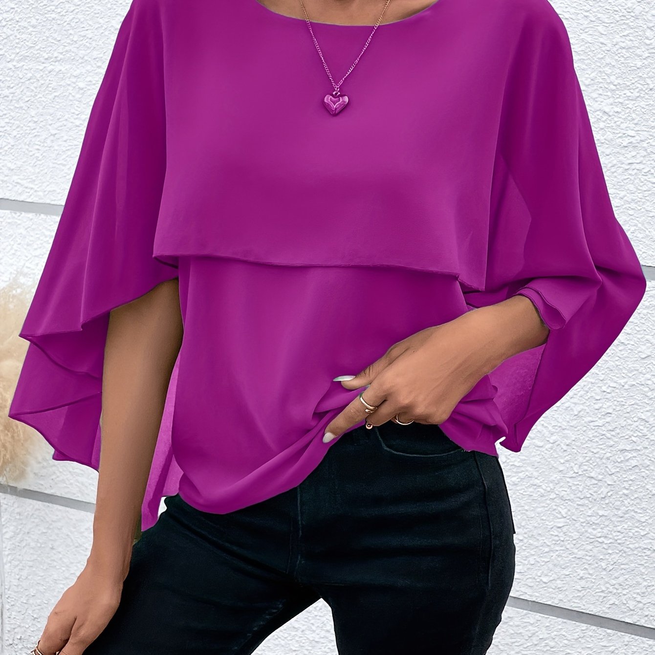 Asymmetrical Hem Short Sleeve Blouse