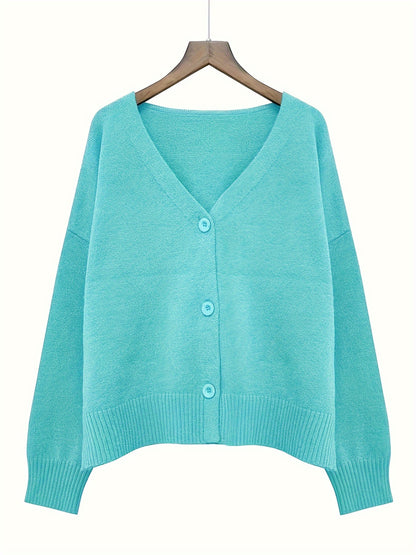 Vibrant V-Neck Knit Cardigan