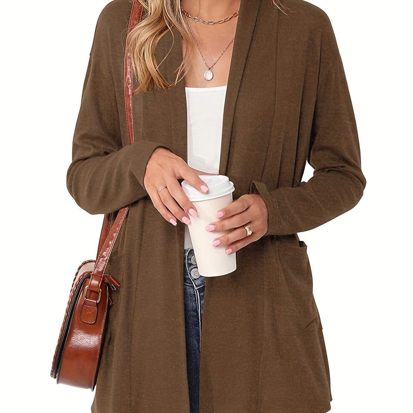 Cozy Open Front Cardigan with Pockets