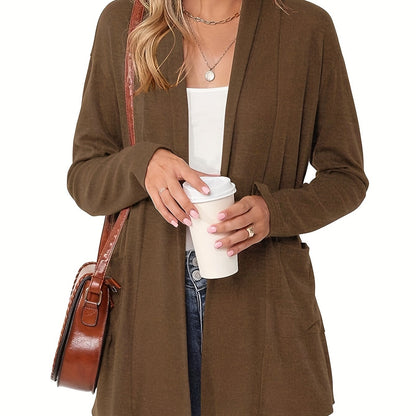 Cozy Open Front Cardigan with Pockets