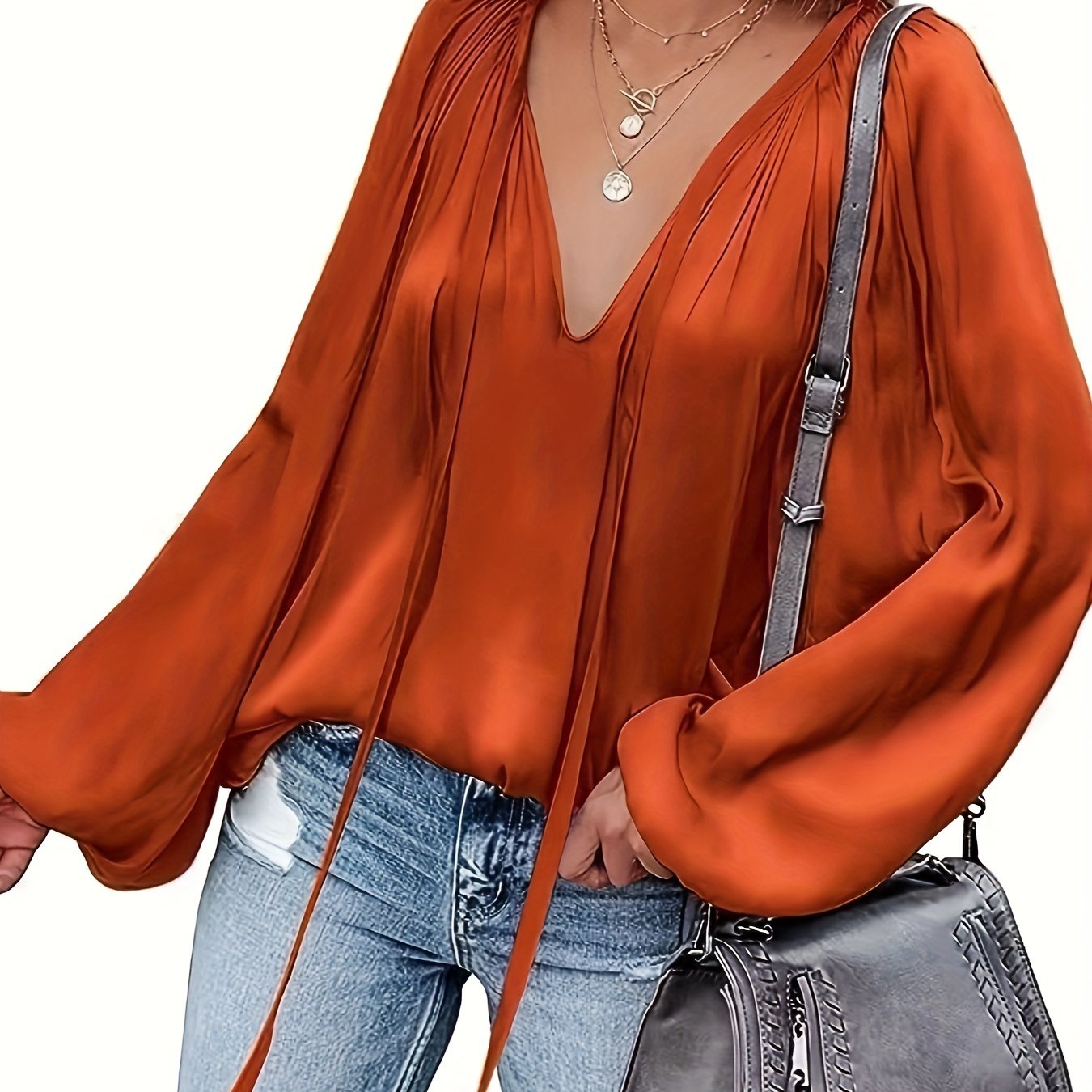 Elegant V-Neck Long Sleeve Blouse