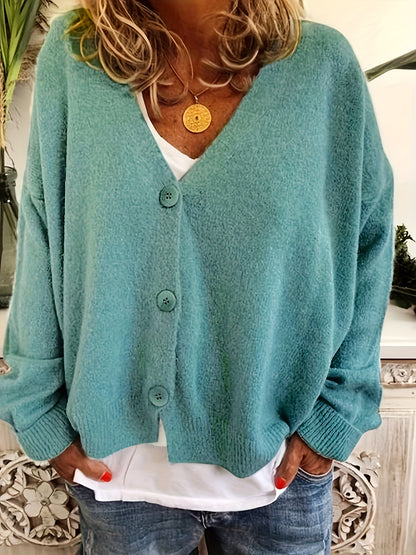 Vibrant V-Neck Knit Cardigan