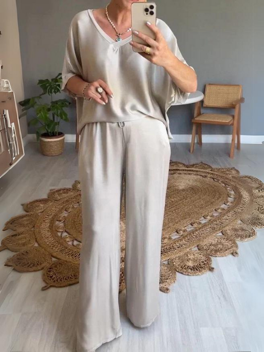 Casual Two-Piece Suit with V-Neck