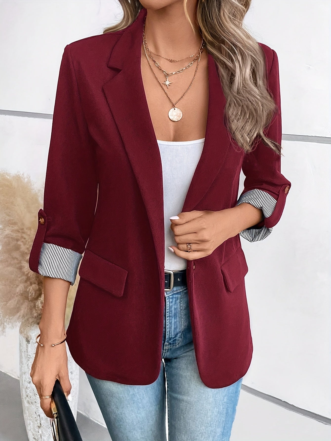 Button Front Lapel Blazer