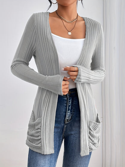 Ribbed Drop Shoulder Cardigan