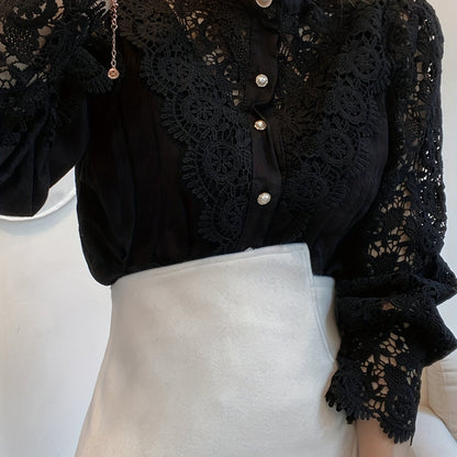 Vintage Lace Pearl Button Blouse