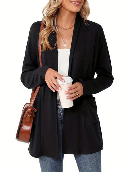 Cozy Open Front Cardigan with Pockets