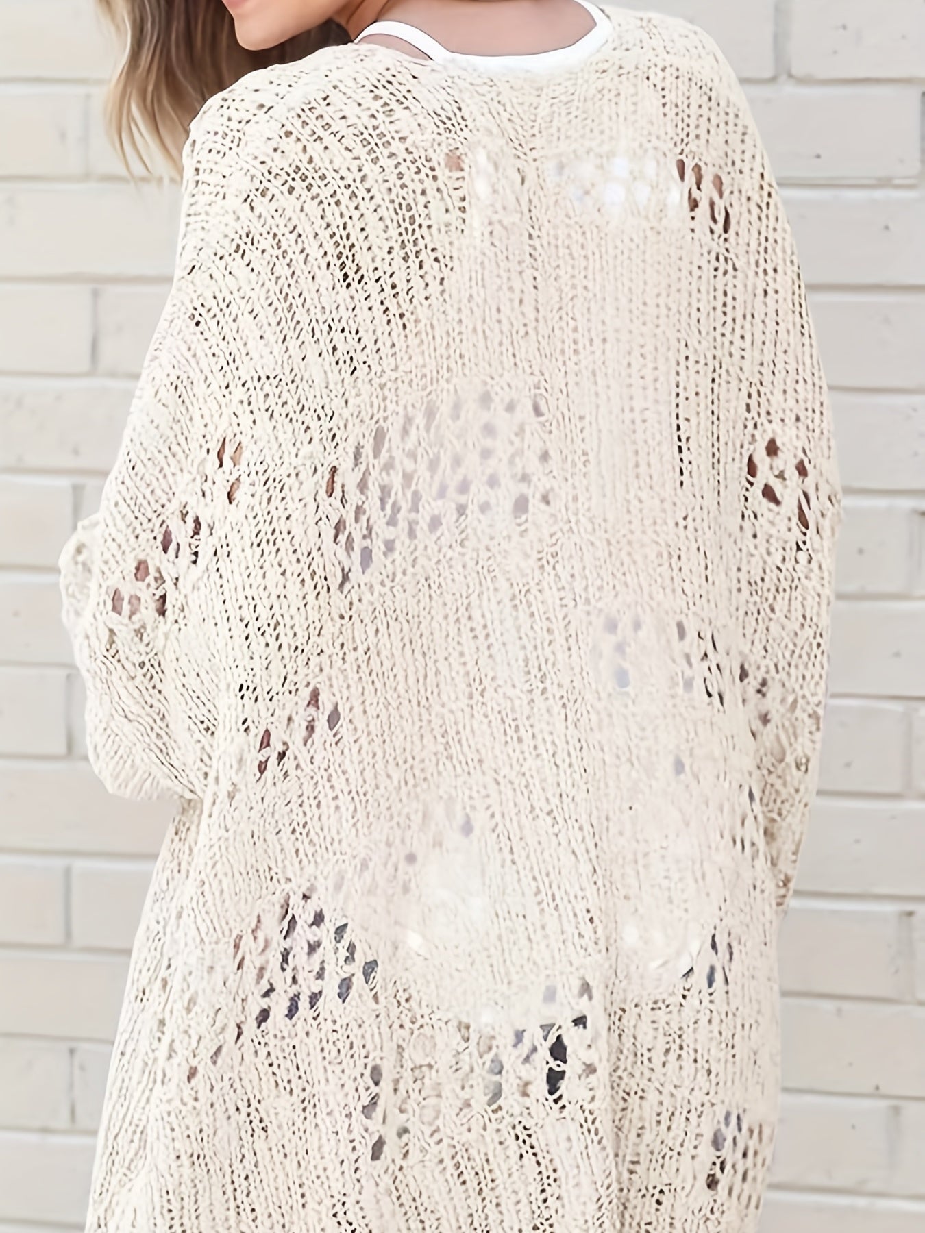 Crochet Open Front Knit Cardigan