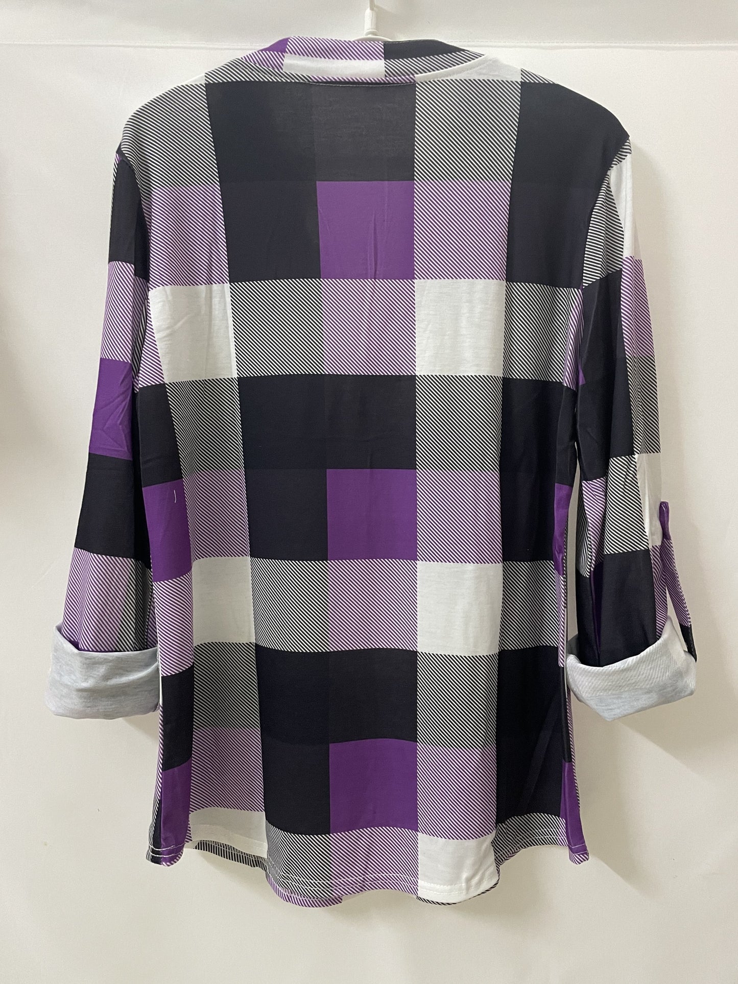 Plaid V-Neck Long Sleeve Shirt