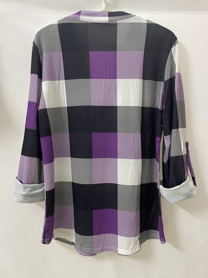 Plaid V-Neck Long Sleeve Shirt
