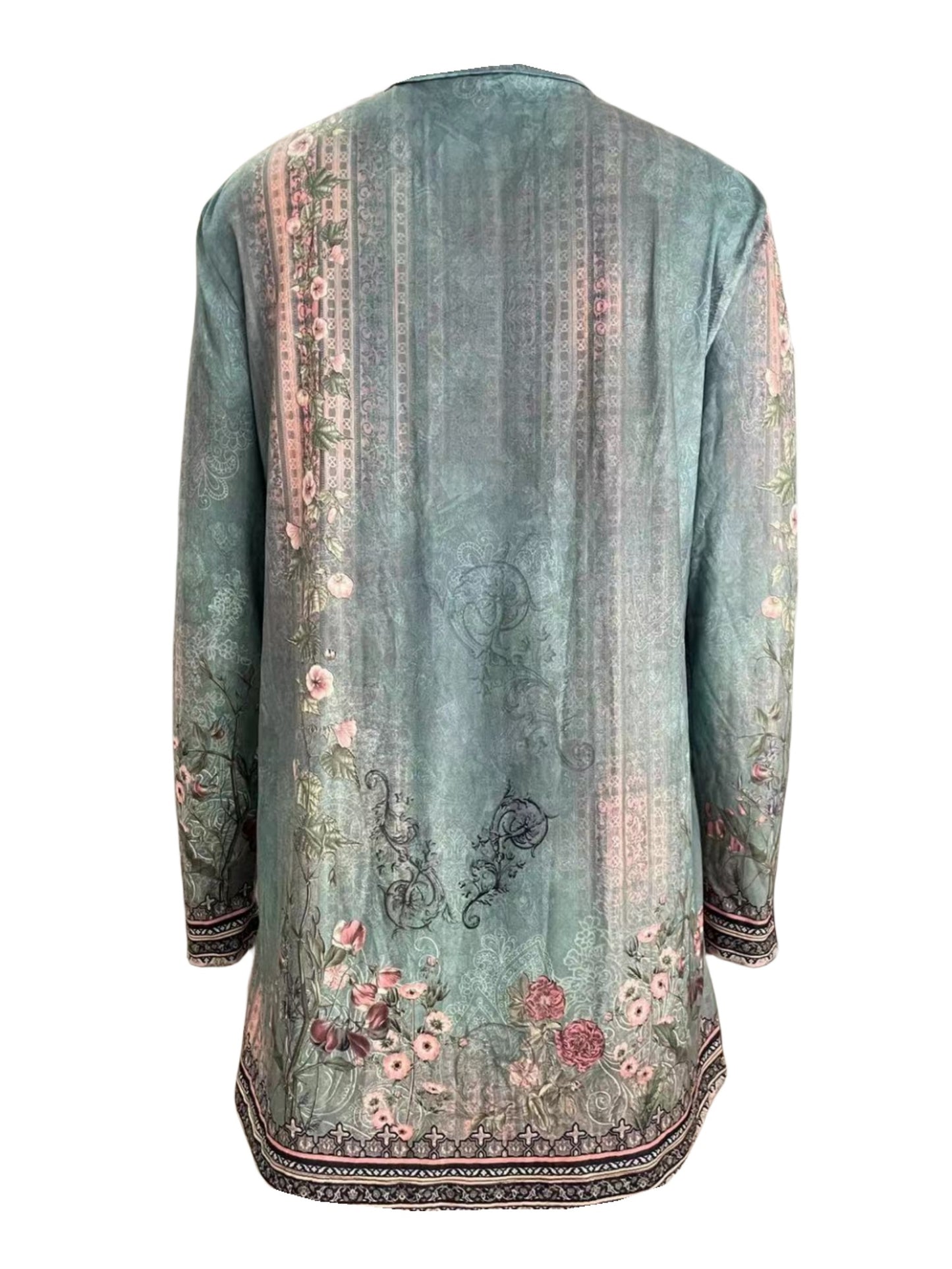 Floral Print Open Front Cardigan