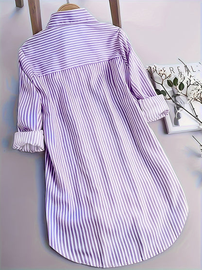 Striped Button Front Blouse