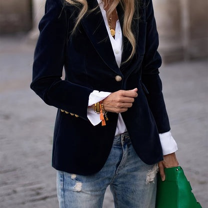 Retro Single-Button Blazer