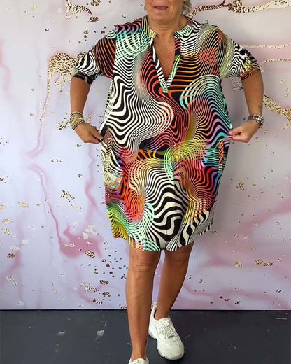 Colorful V-neck Dress