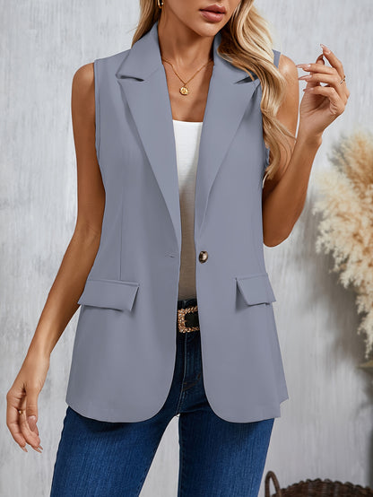 Sleeveless Lapel Blazer Vest
