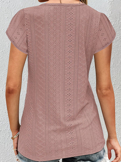 Ruffle Sleeve V-Neck Blouse