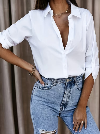 Rollable Sleeve Button Front Shirt