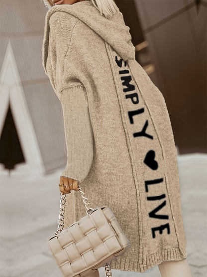 Hooded V-Neck Knit Cardigan