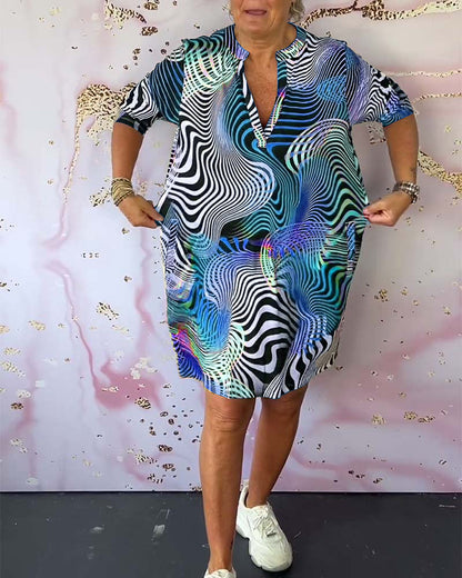 Colorful V-neck Dress