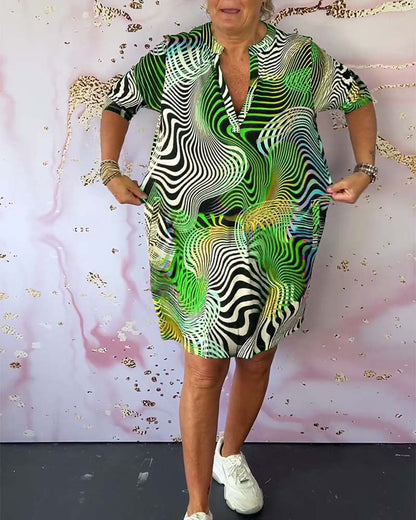 Colorful V-neck Dress