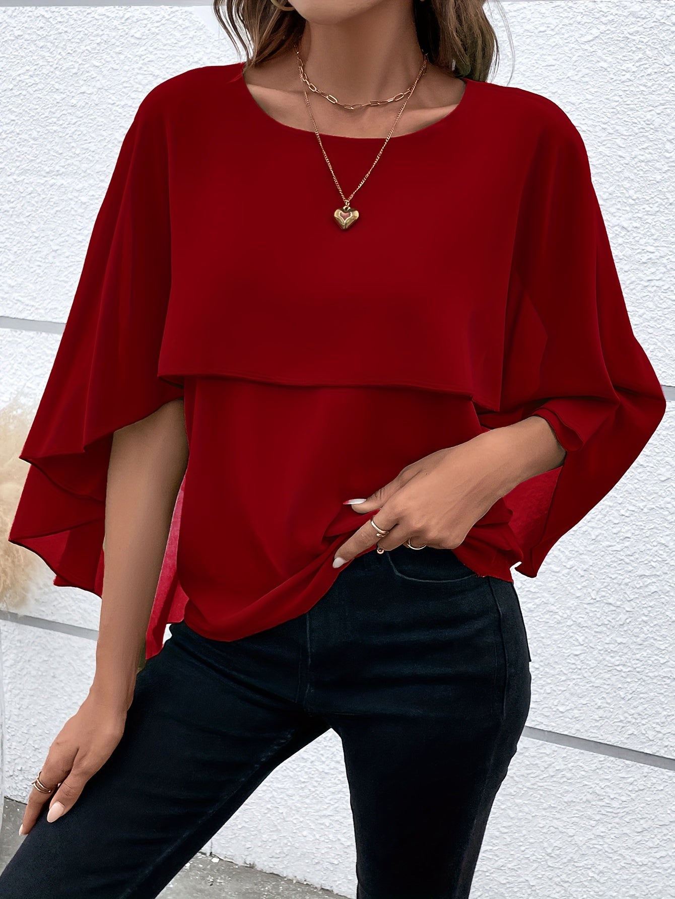 Asymmetrical Hem Short Sleeve Blouse
