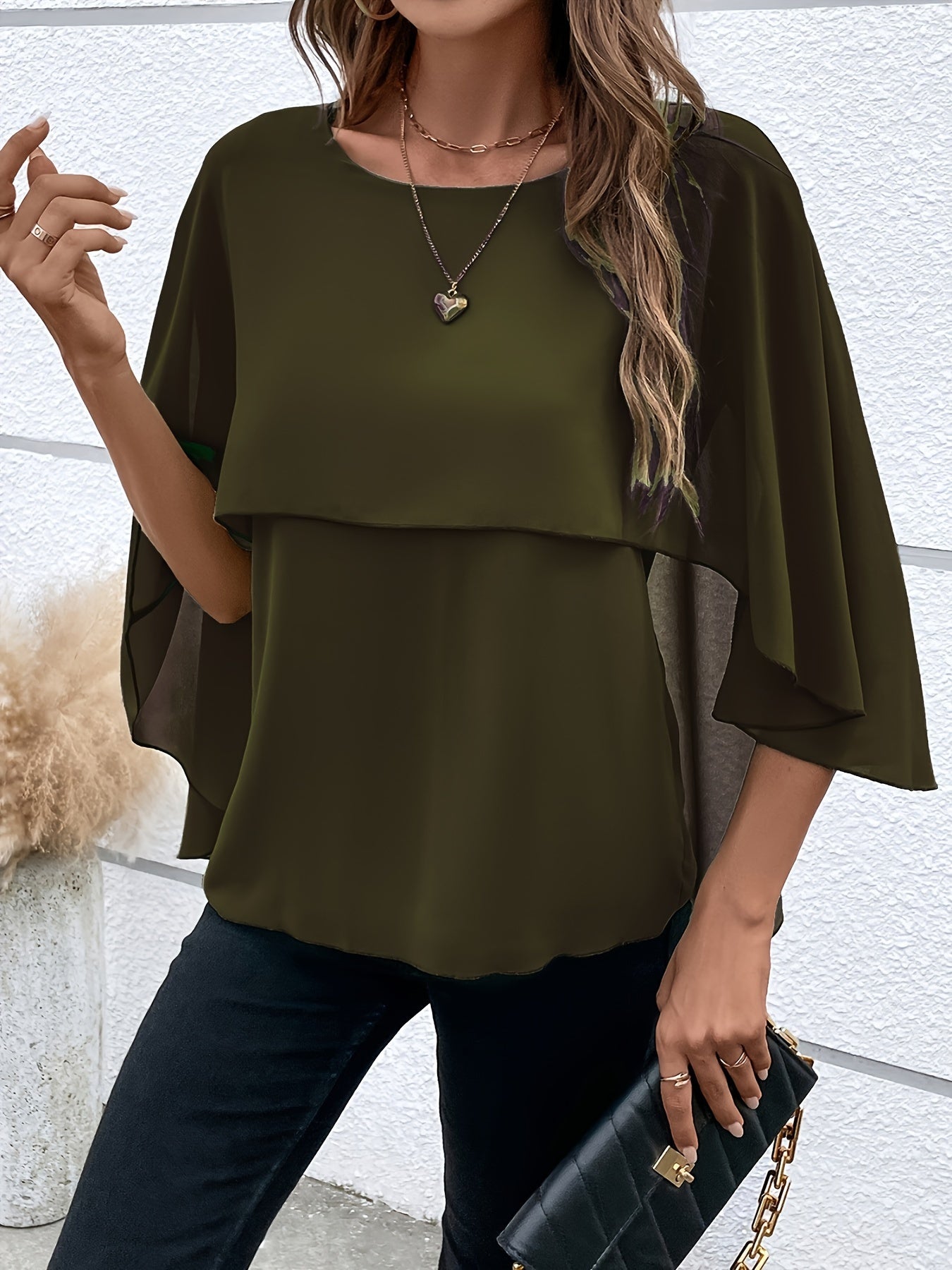 Asymmetrical Hem Short Sleeve Blouse
