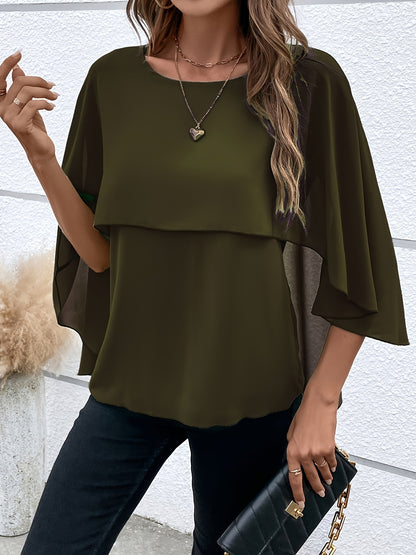 Asymmetrical Hem Short Sleeve Blouse
