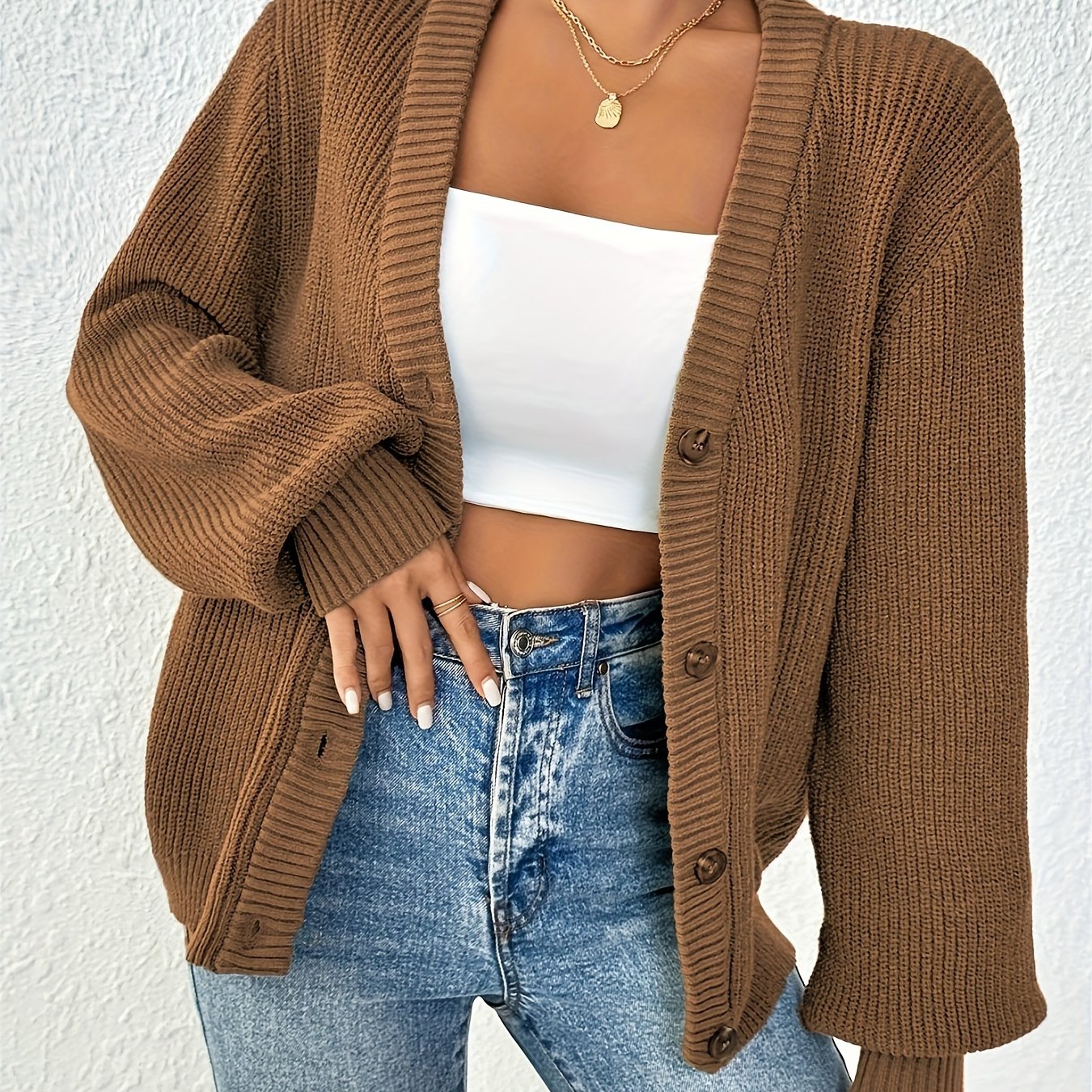 Elegant Knit Cardigan with Button Front