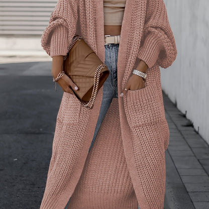 Deep V-Neck Ribbed Cardigan