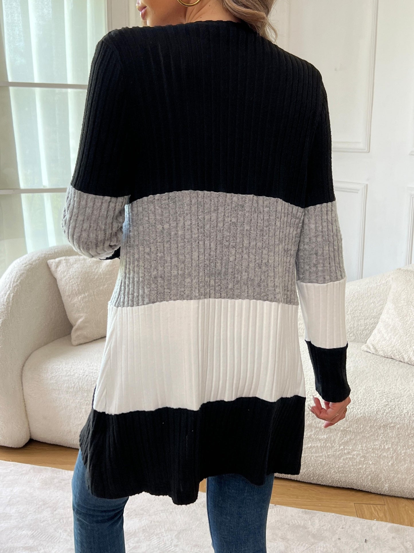 Colorblock Button Front Cardigan
