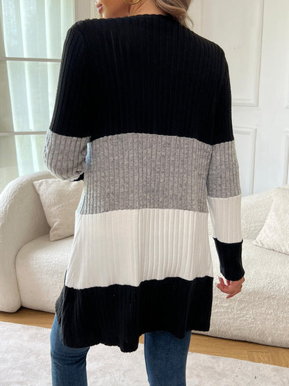 Colorblock Button Front Cardigan
