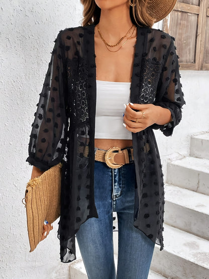 Swiss Dot Lace Open Cardigan