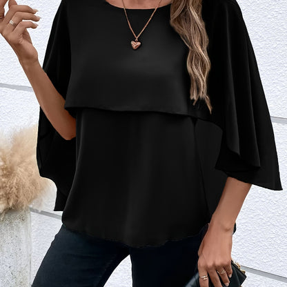 Asymmetrical Hem Short Sleeve Blouse
