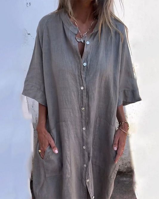 Ibiza Style Casual Shirt Dress