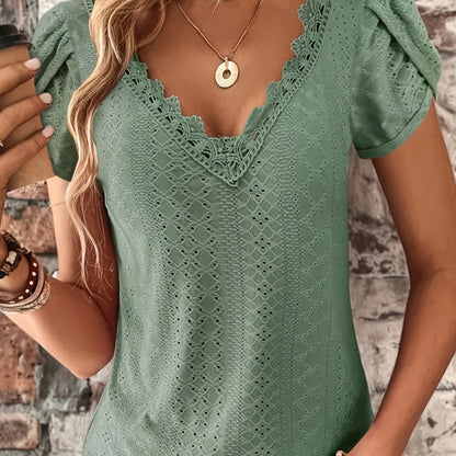 Ruffle Sleeve V-Neck Blouse