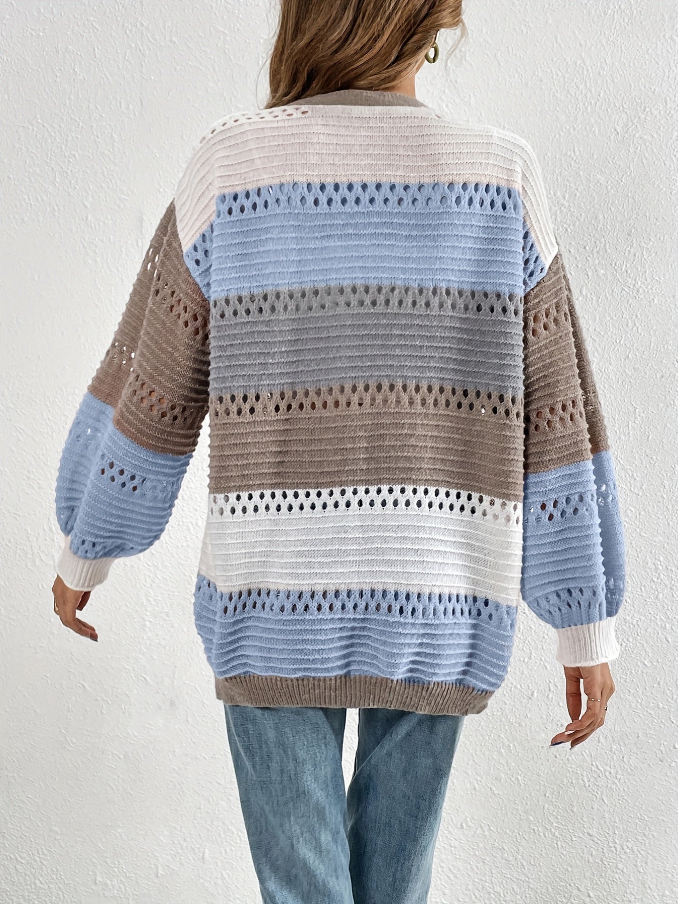 Cut-Out Color Block Cardigan