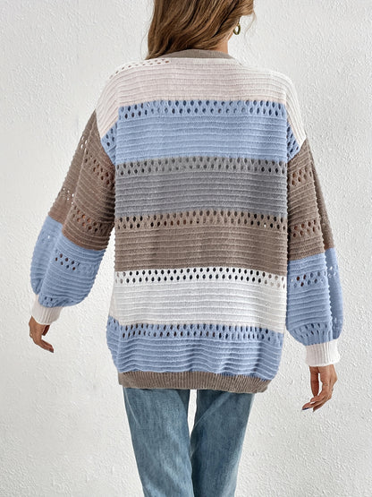 Cut-Out Color Block Cardigan