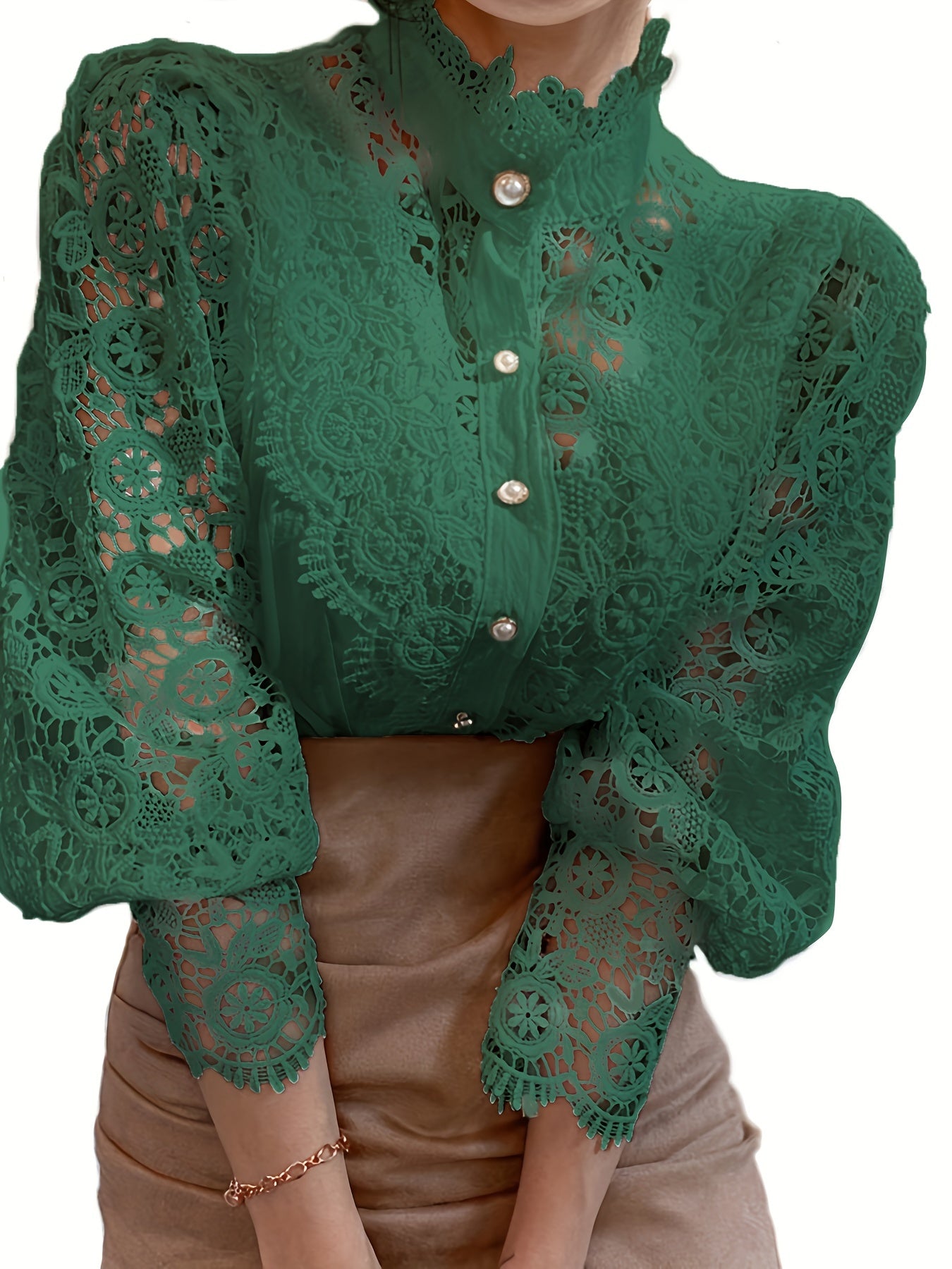 Vintage Lace Pearl Button Blouse