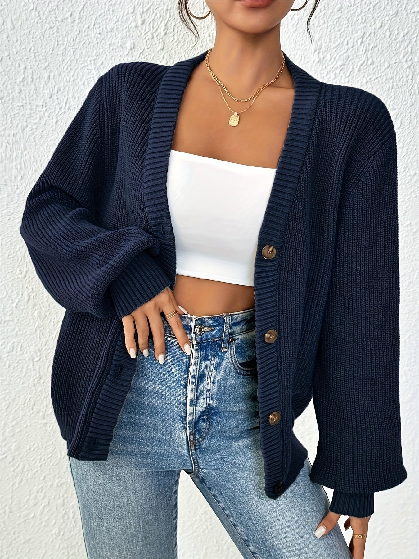 Elegant Knit Cardigan with Button Front