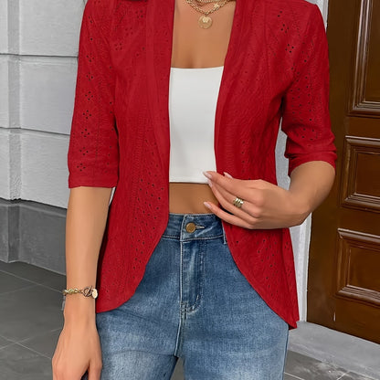 Three-Quarter Sleeve Casual Cardigan