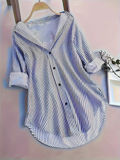 Striped Button Front Blouse