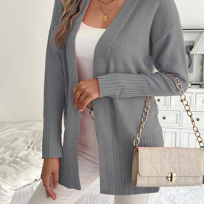 Plus Size Open Front Knit Cardigan