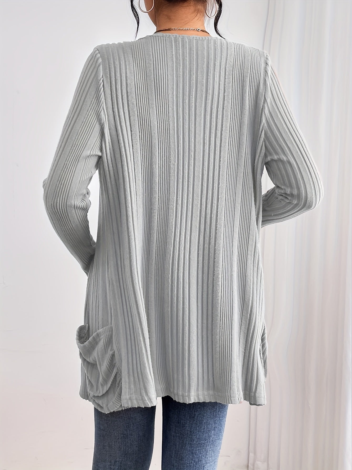 Ribbed Drop Shoulder Cardigan