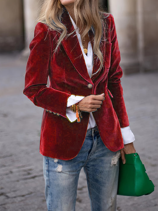 Retro Single-Button Blazer
