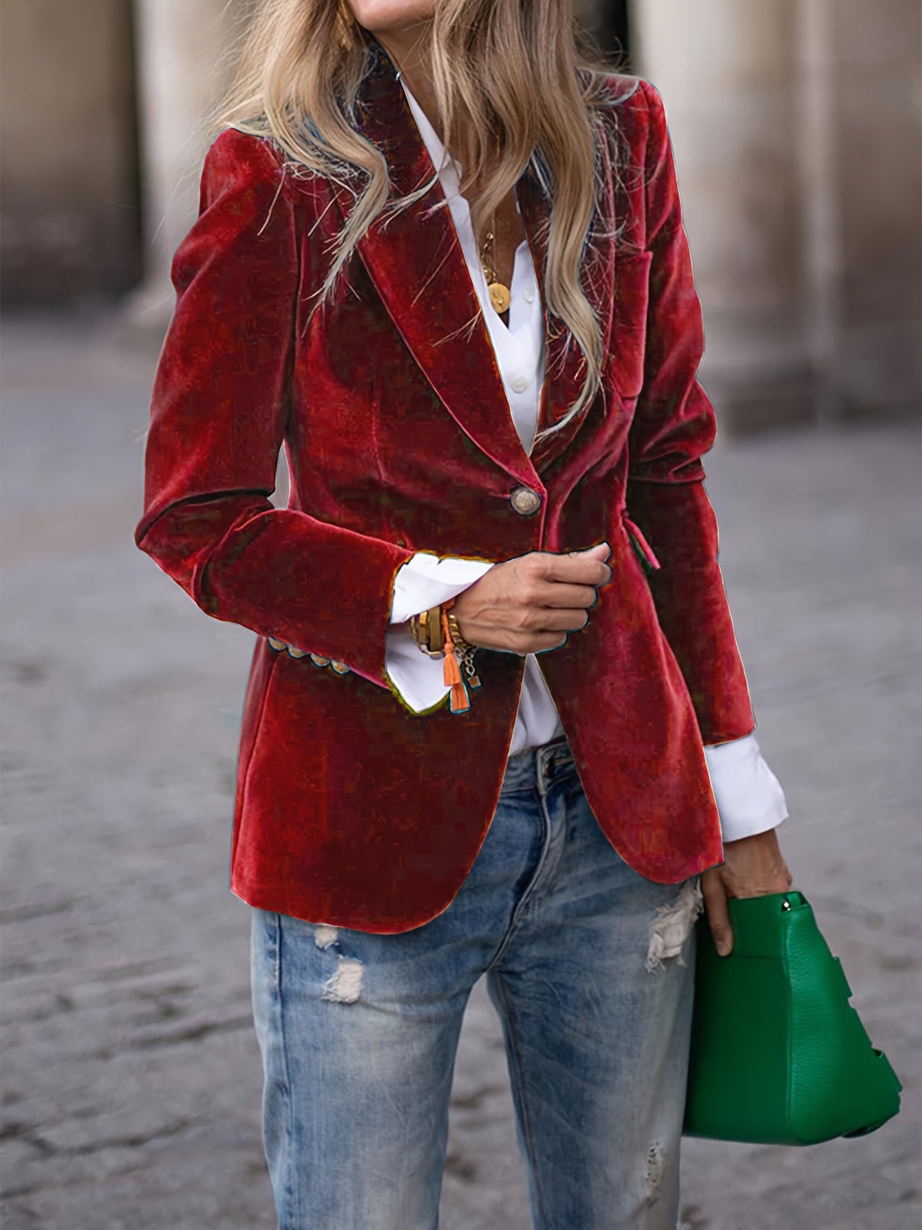Retro Single-Button Blazer