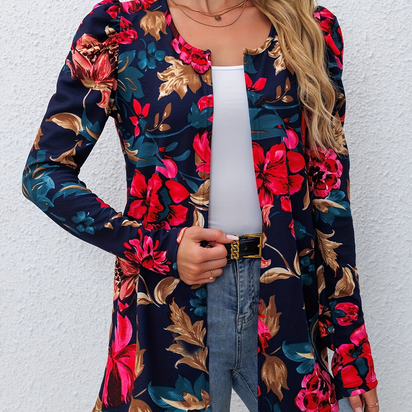 Leopard Print Open Front Jacket